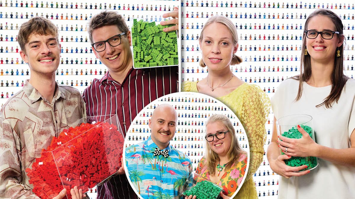 Jakob og Rasmus, Christina og Lena samt Peter og Ida i LEGO Masters