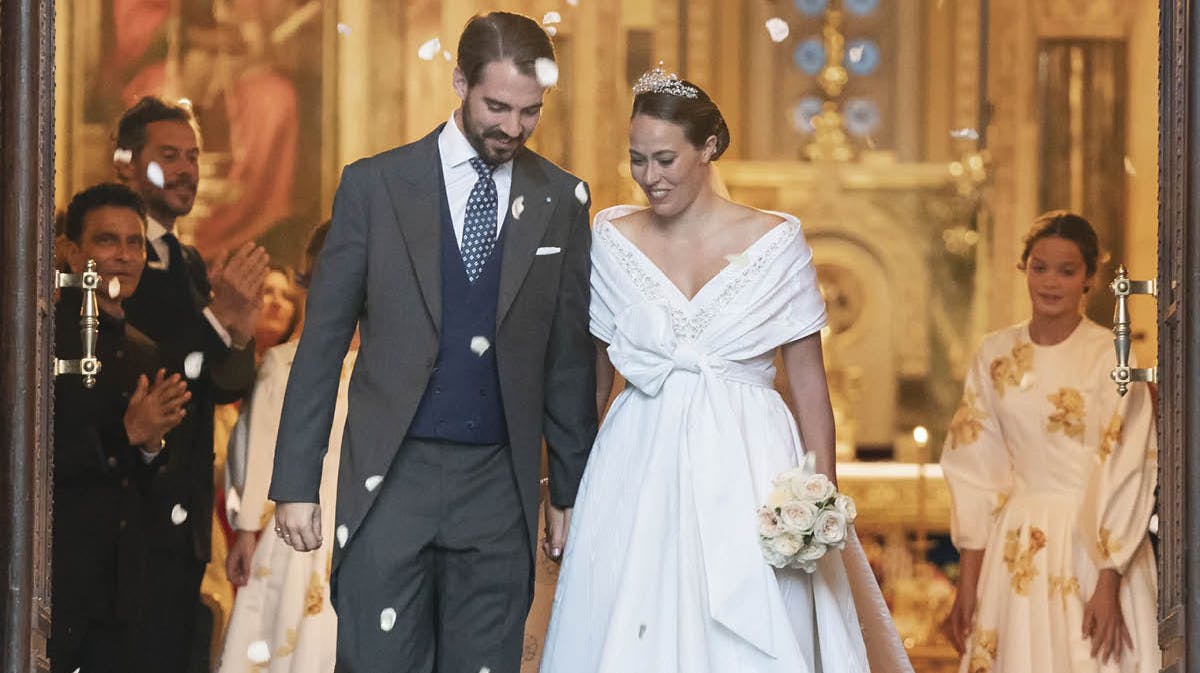 Prins Philippos og prinsesse Nina ved vielsen i Athen den 23. oktober 2021.