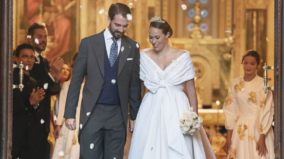 Prins Philippos og prinsesse Nina ved vielsen i Athen den 23. oktober 2021.