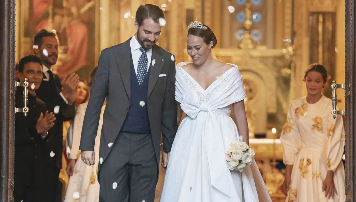 Prins Philippos og prinsesse Nina ved vielsen i Athen den 23. oktober 2021.