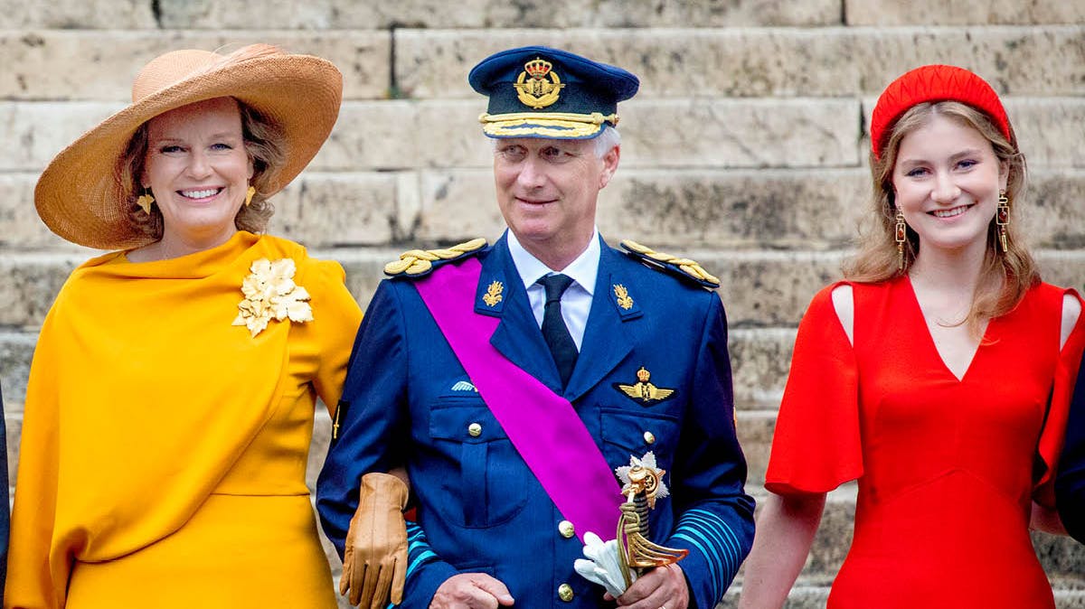 Dronning Mathilde, kong Philippe og prinsesse Elisabeth.