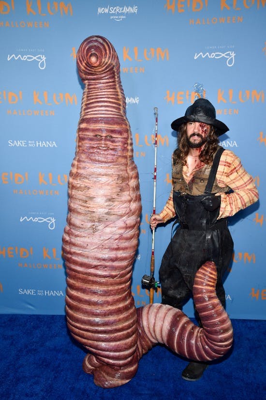 Heidi Klum og Tom Kaulitz som henholdsvis orm og fisker.
