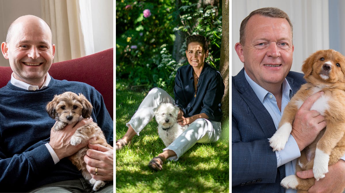 Søren Pape Poulsen med Maggie, Pia Olsen Dyhr med Obi og Lars Løkke Rasmussen med Fríða