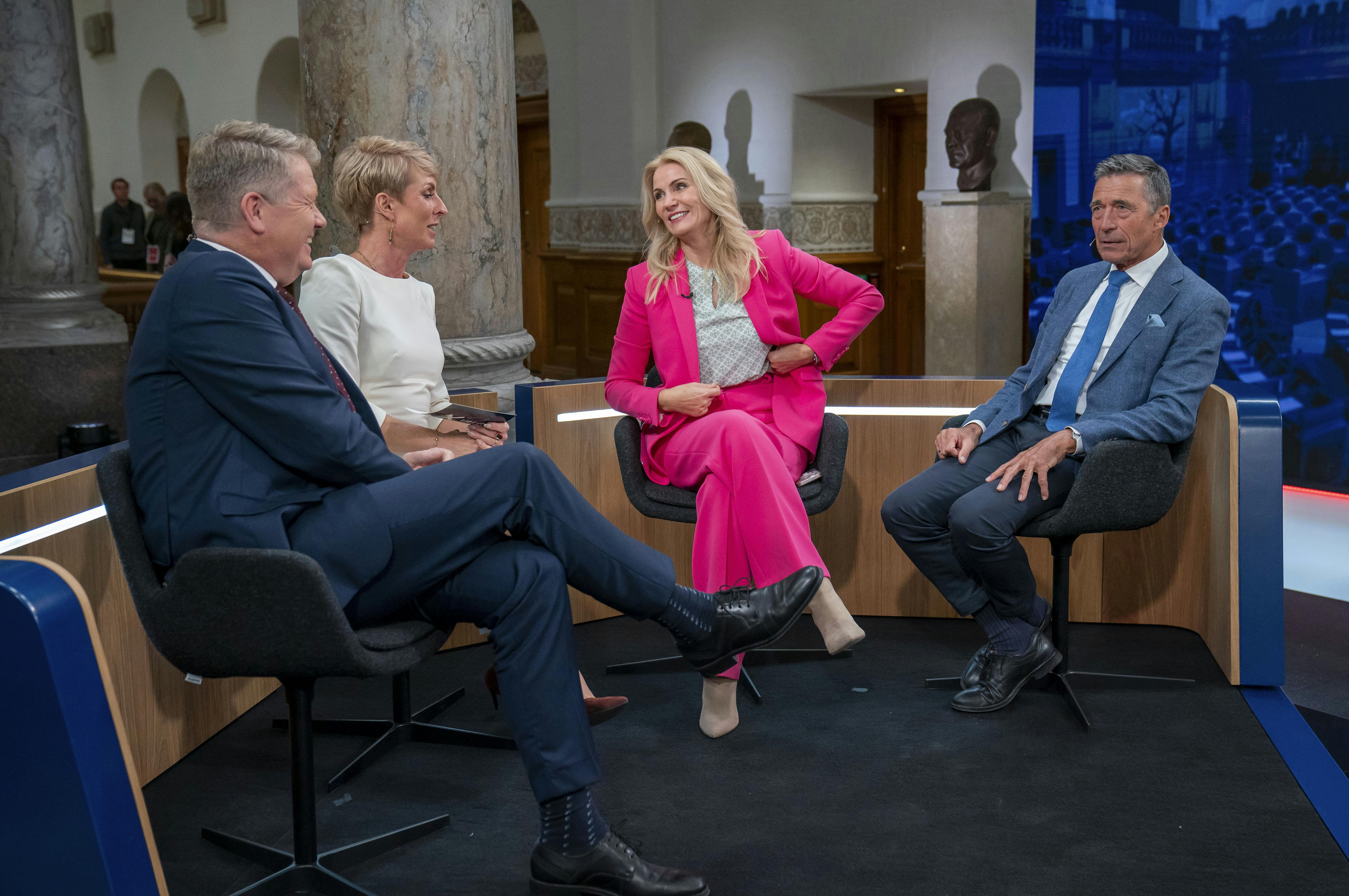 Troels Mylenberg og Cecilie Beck interviewer Helle Thorning-Schmidt og Anders Fogh Rasmussen