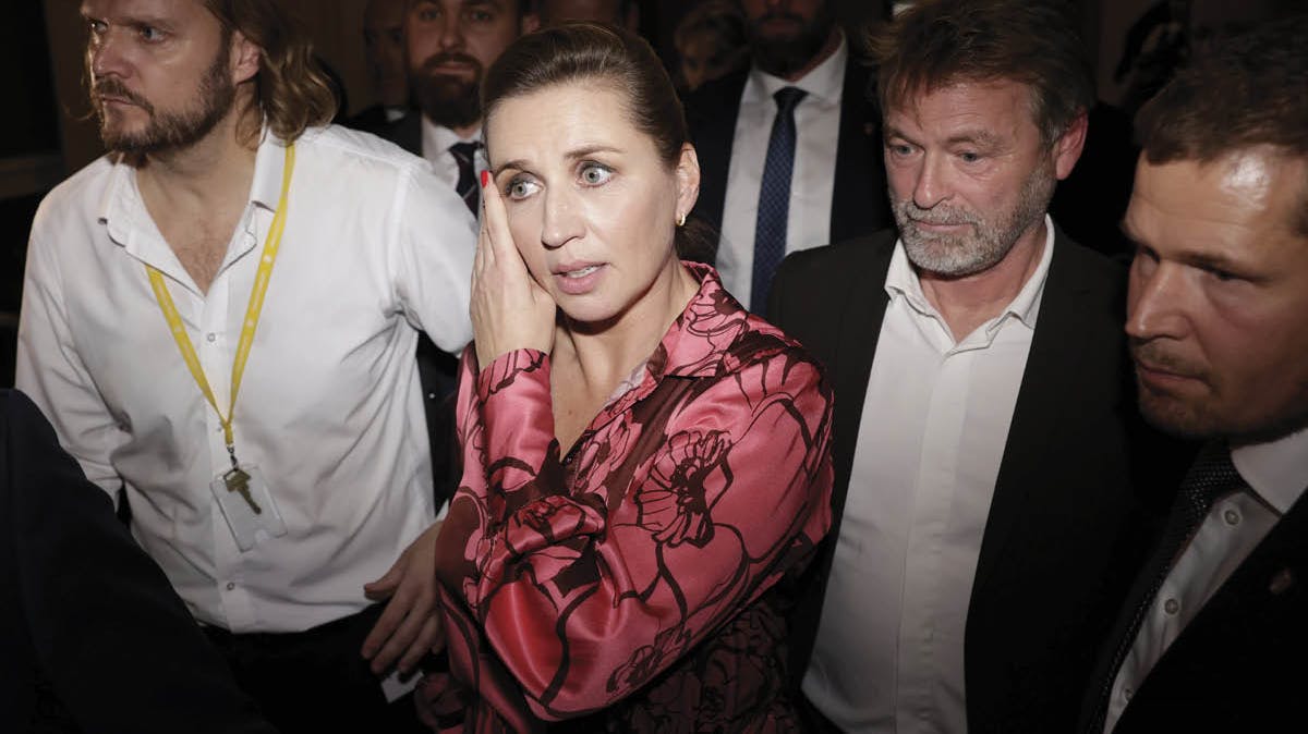 Mette Frederiksen til valgfest på Christiansborg efter Folketingsvalget 1. november 2022.