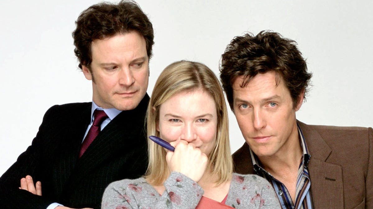 Colin Firth Renée Zellweger og Hugh Grant i "Bridget Jones". 