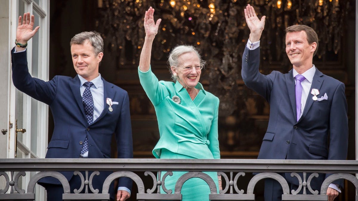 Kronprins Frederik, dronning Margrethe og prins Joachim