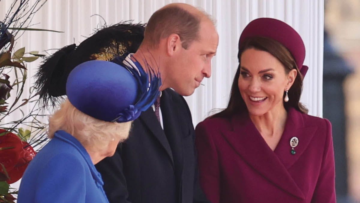 Kong Charles, dronning Camilla, prins William og prinsesse Kate tager imod Sydafrikas præsident Cyril Ramaphosa, der kommer til Storbritannien på statsbesøg.