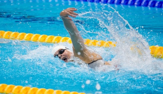Lotte Friis i bassinet ved sommer OL 2012 i London
