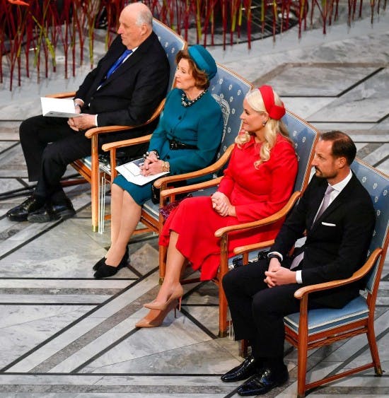 Kong Harald, dronning Sonja, kronprinsesse Mette-Marit og kronprins Haakon