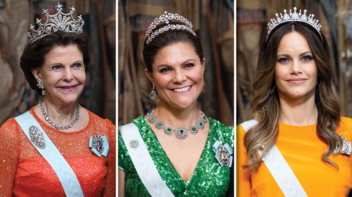 Der var både glimtende gallakjoler og overdådige diademer, da den kongelige familie bød på middag på Kongeslottet.