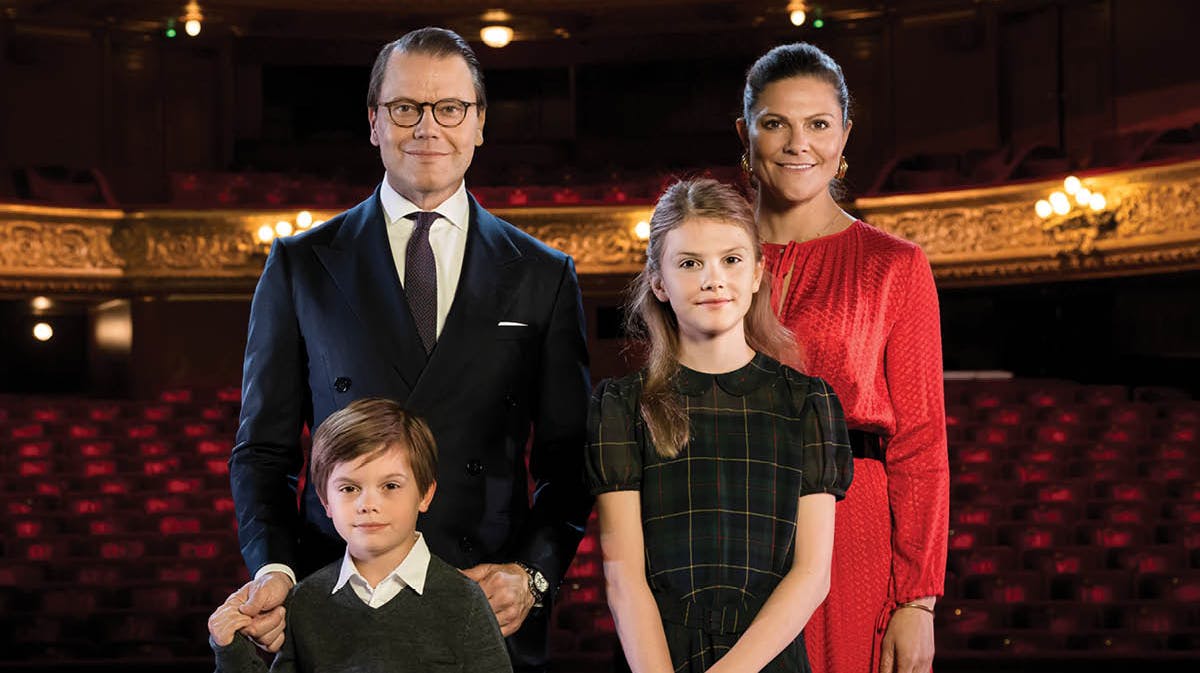 Prins Daniel, prins Oscar, prinsesse Estelle og kronprinsesse Victoria. 