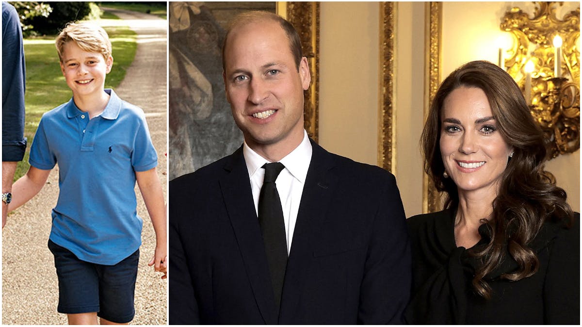 Prins George, prins William og prinsesse Kate.
