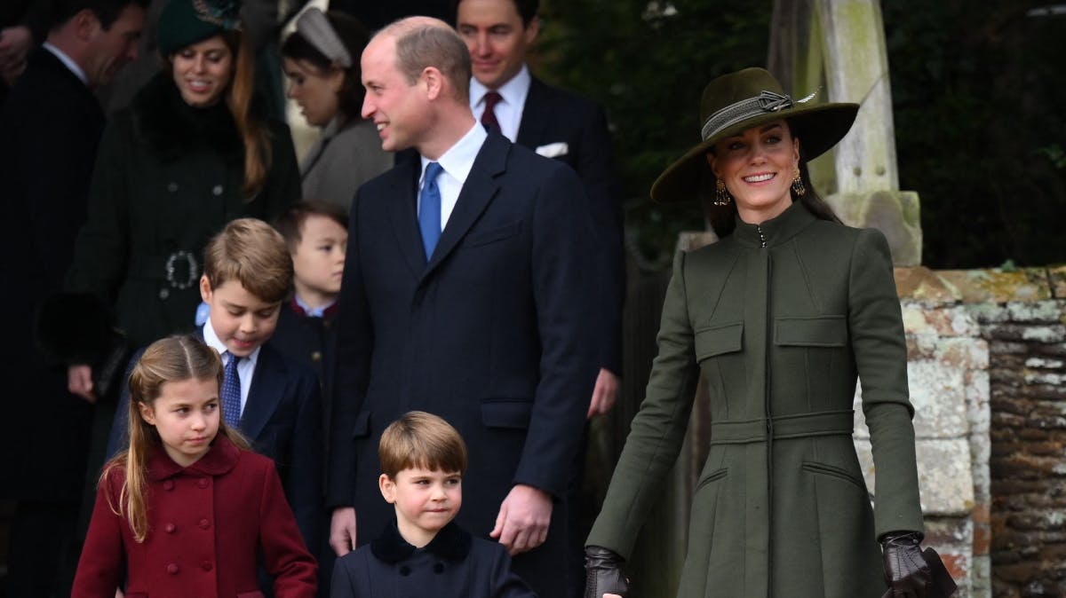 Prins William, prinsesse Catherine, prins George, prinsesse Charlotte og prins Louis
