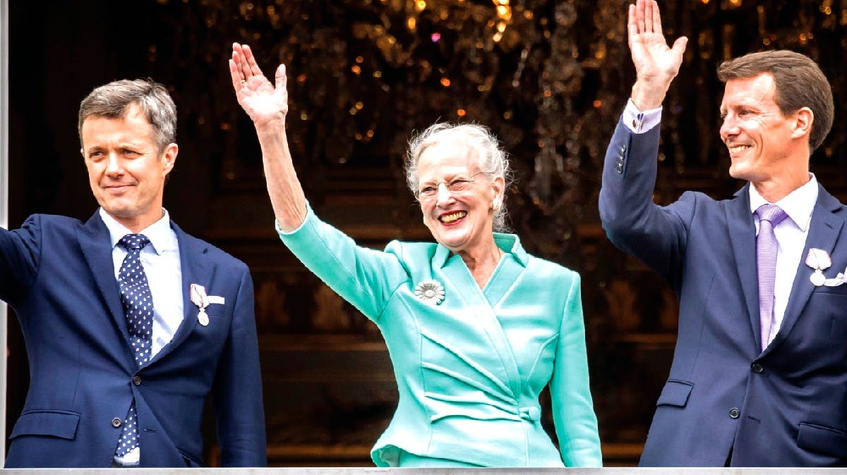 Kronprins Frederik, dronning Margrethe og prins Joachim