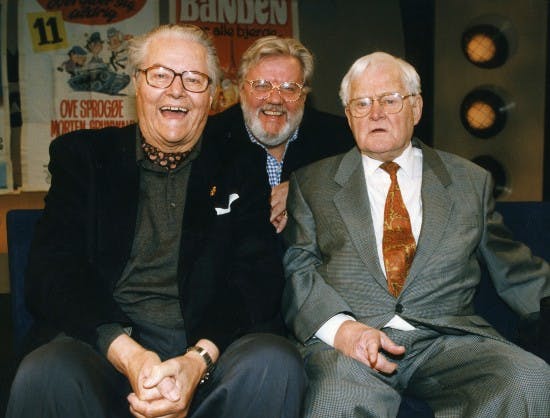 Poul Bundgaard, Morten Grunwald og Ove Sprogøe i 1998.&nbsp;
