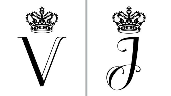 Prins Vincent og prinsesse Josephines monogrammer. 