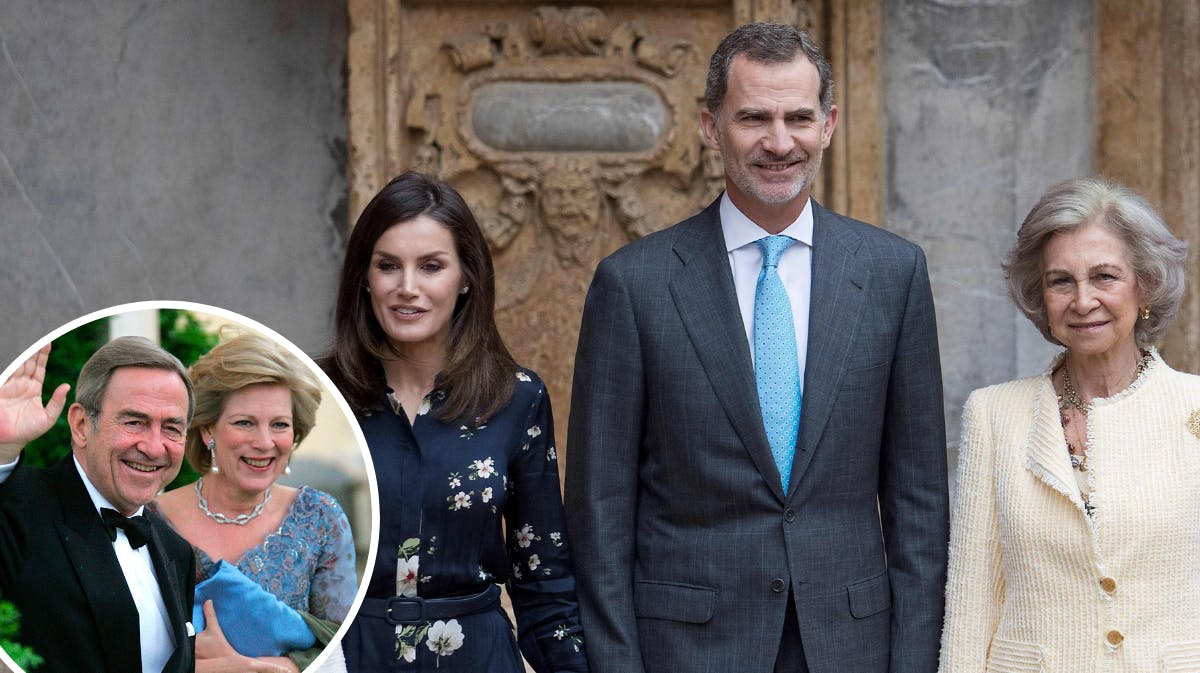 Kong Konstantin, dronning Anne-Marie samt Spaniens dronning Letizia, kong Felipe og kongens mor, dronning Sofia. 