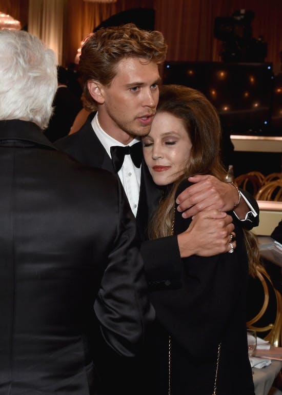 Lisa Marie Presley sammen med Austin Butler til Golden Globes d. 10. januar 2023.