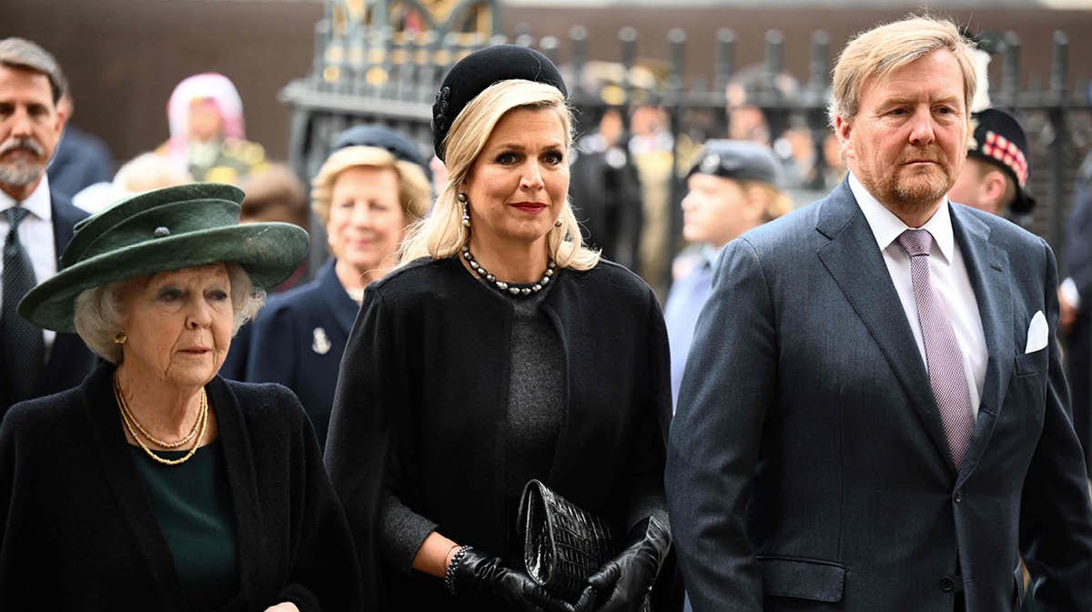 Prinsesse Beatrix, dronning Maxima og kong Willem-Alexander.