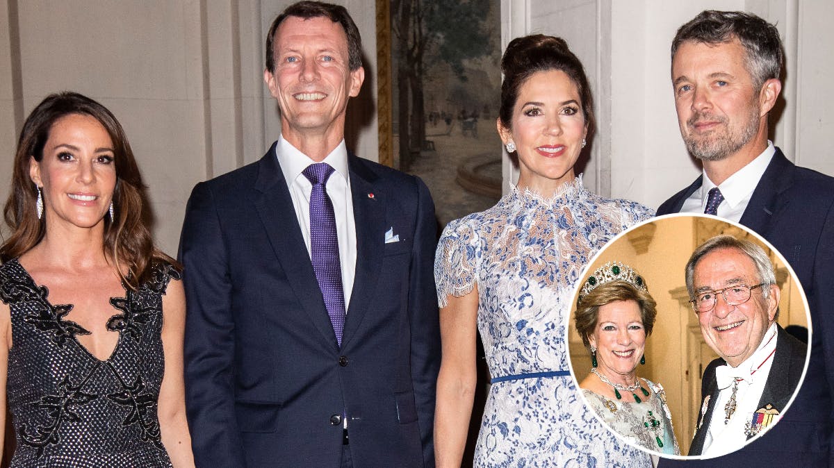 Prinseparret og kronprinsparret. Indsat: dronning Anne-Marie og kong Konstantin