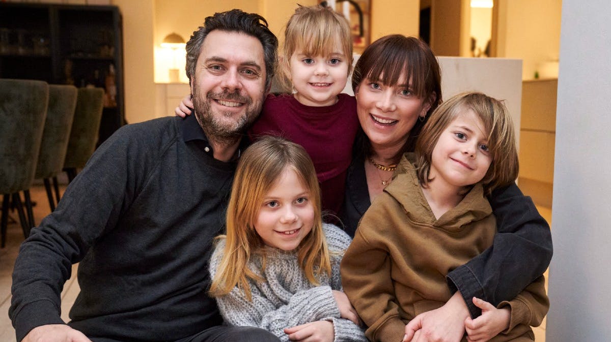 Christian og Lisbeth med børnene Ayasofia, Filippa og Theodor.
