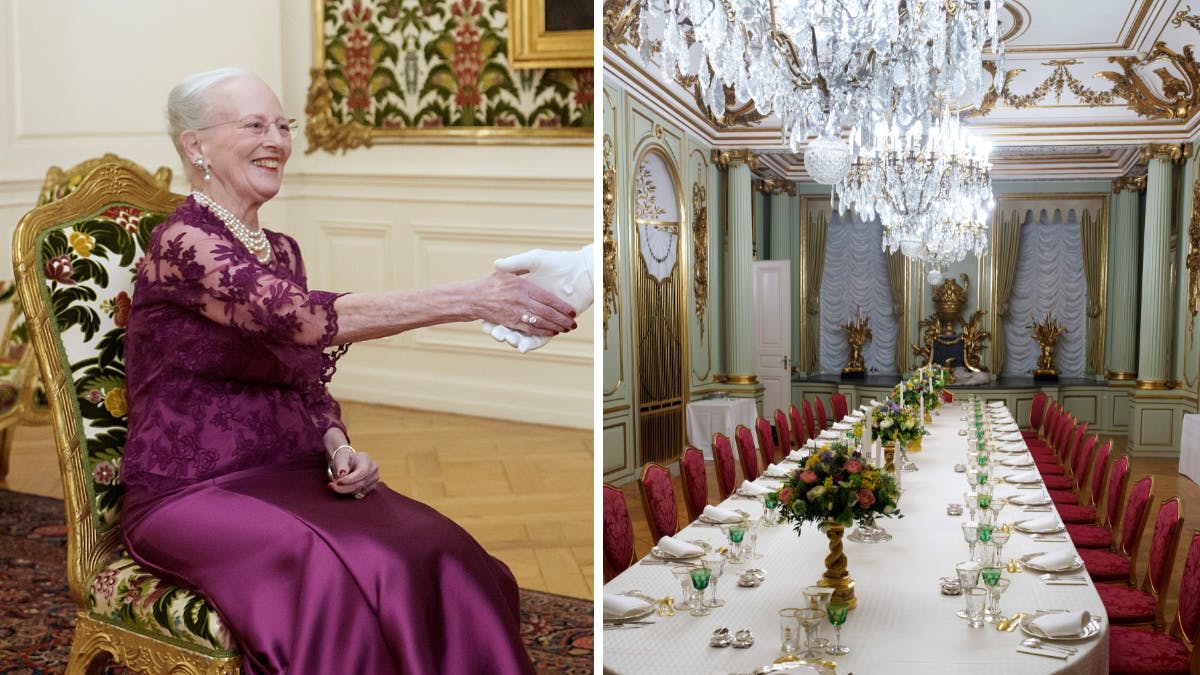 Søndag aften tog dronning Margrethe imod gæster til taffel. 
