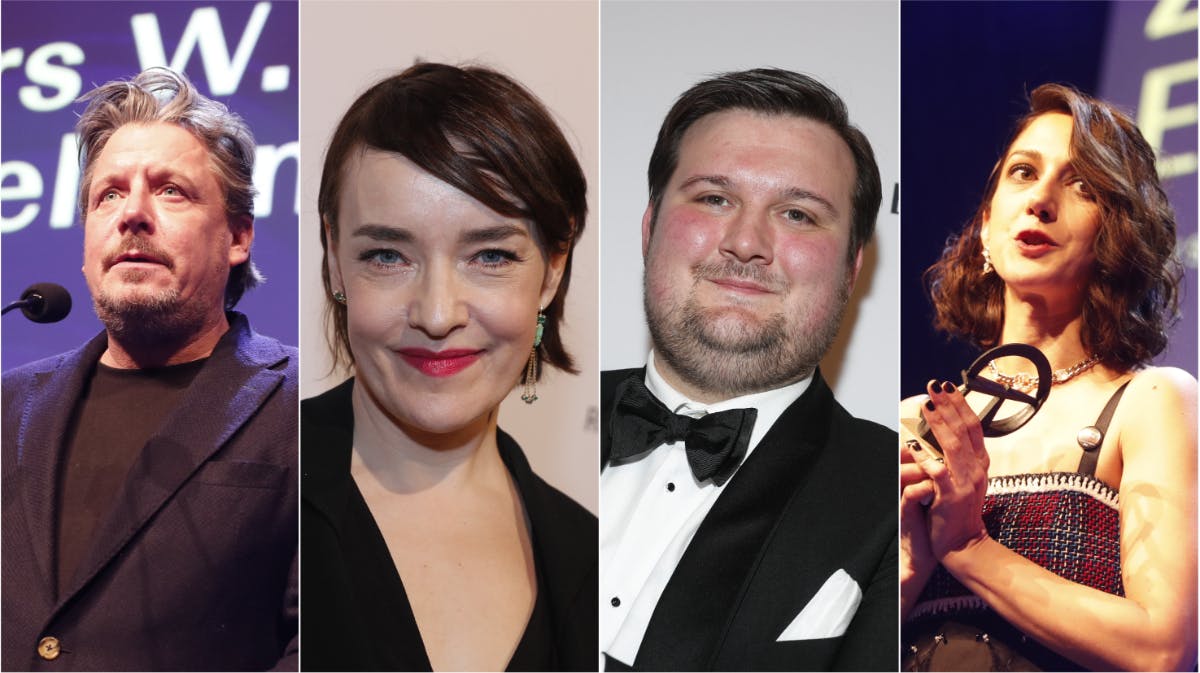 Vindere af Robert Prisen 2023: Anders W. Berthelsen, Maria Rossing, Nicolai Jørgensen og Zar Amir Ebrahimi