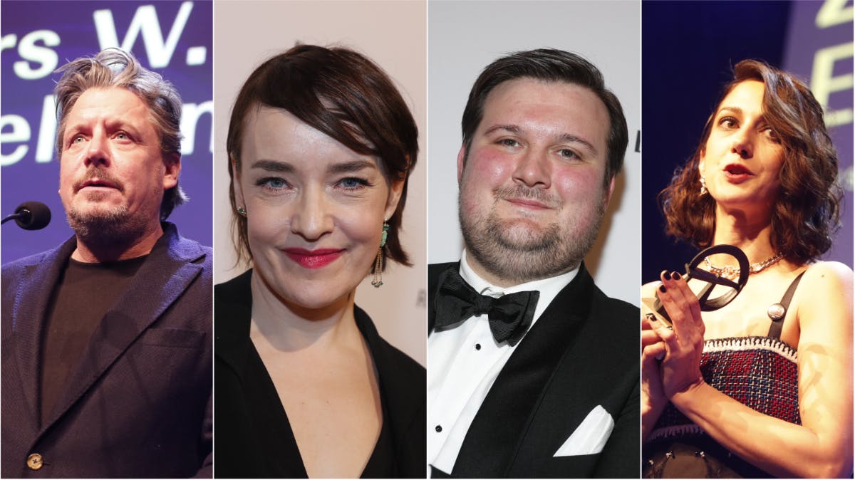 Vindere af Robert Prisen 2023: Anders W. Berthelsen, Maria Rossing, Nicolai Jørgensen og Zar Amir Ebrahimi