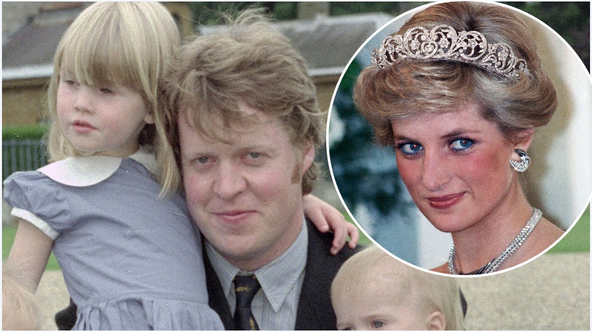 Charles Spencer med lille Kitty i 1993. Indsat: Prinsesse Diana