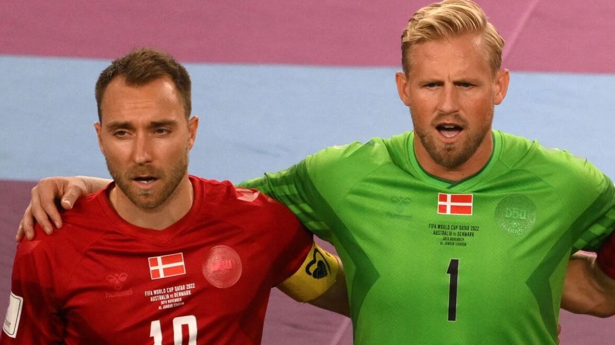 Christian Eriksen og Kasper Schmeichel