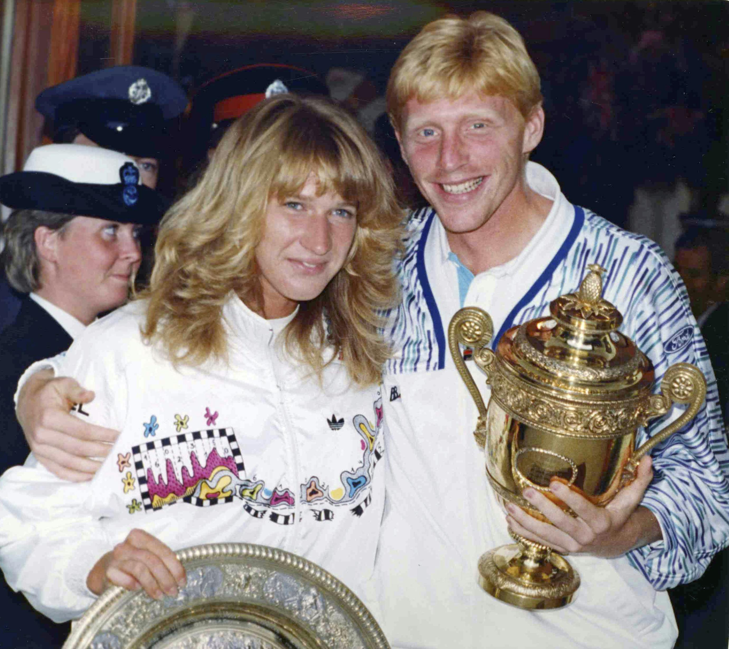 Steffi Graf og Boris Becker efter at have vundet Wimbledon-finalerne i 1989.&nbsp;
