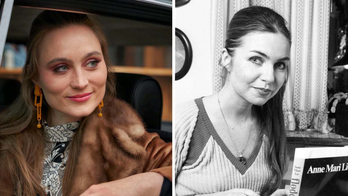 Julie Christiansen som Anne Mari Lie (tv.) og Anne Mari Lie i 1979. 