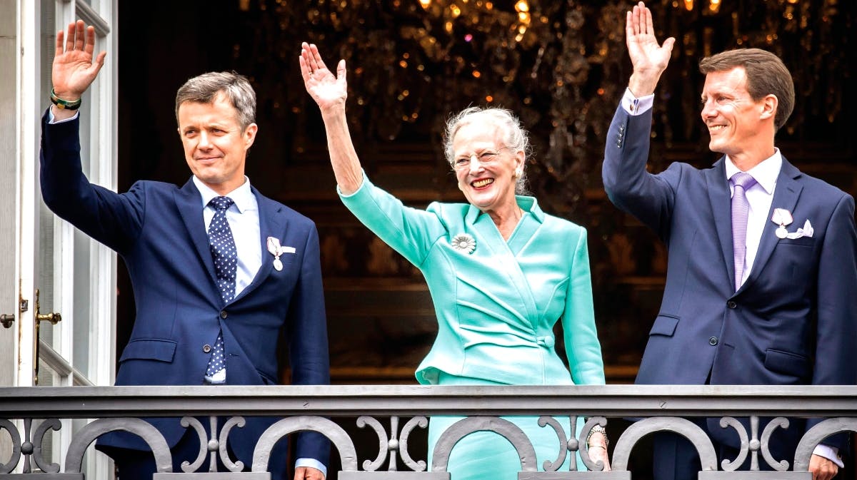 Kronprins Frederik, dronning Margrethe og prins Joachim