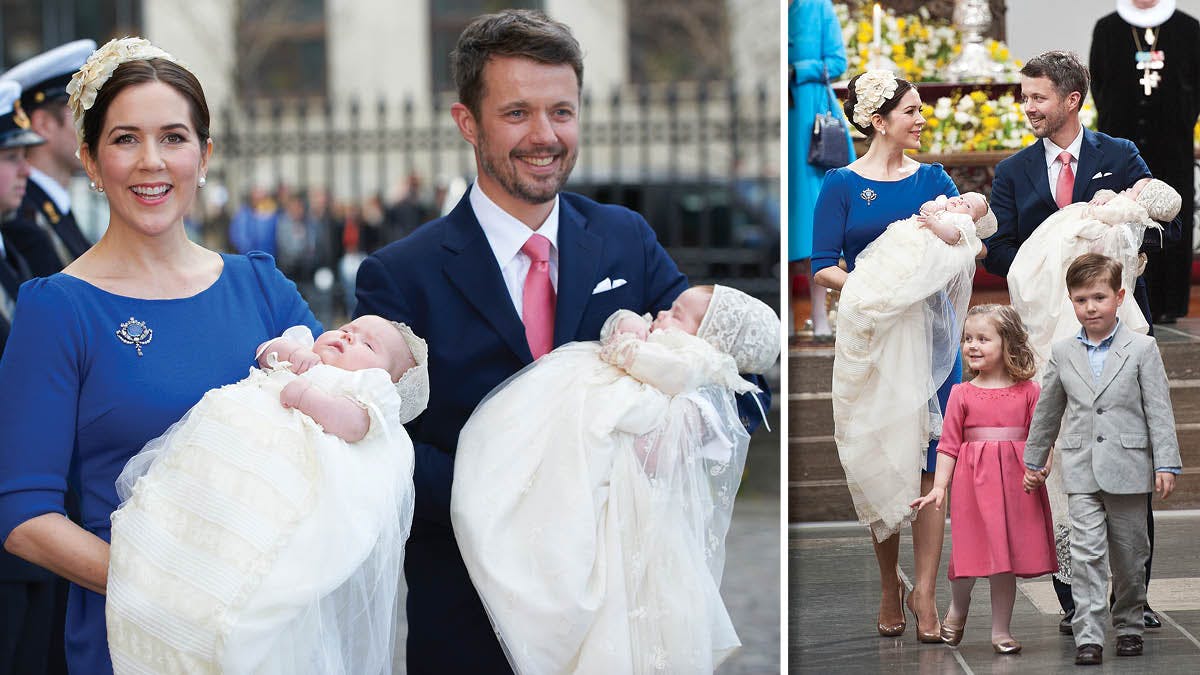 Kronprinsesse Mary, kronprins Frederik, prinsesse Josephine, prins Vincent, prinsesse Josephine og prins Christian.&nbsp;
