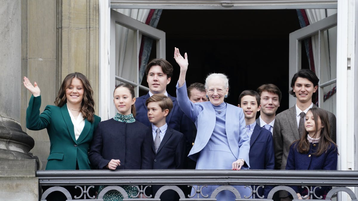 Dronning Margrethe og børnebørnene på fødselsdagen.&nbsp;
