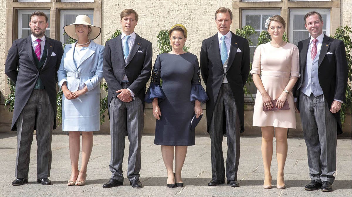 Prins Sébastien, prinsesse Alexandra, prins Louis, storhertuginde Maria Teresa, storhertug Henri, arvestorhertuginde Stéphanie og arvestorhertug Guillaume i 2019.