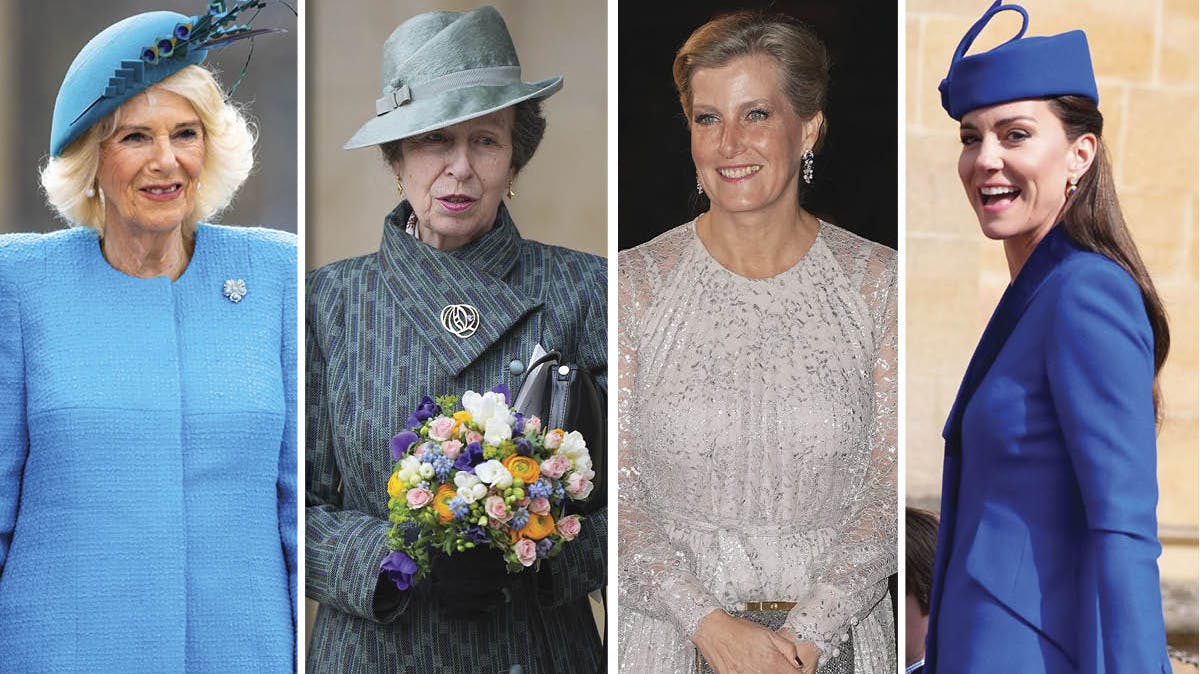 Dronning Camilla, prinsesse Anne, hertuginde Sophie og prinsesse Catherine.
