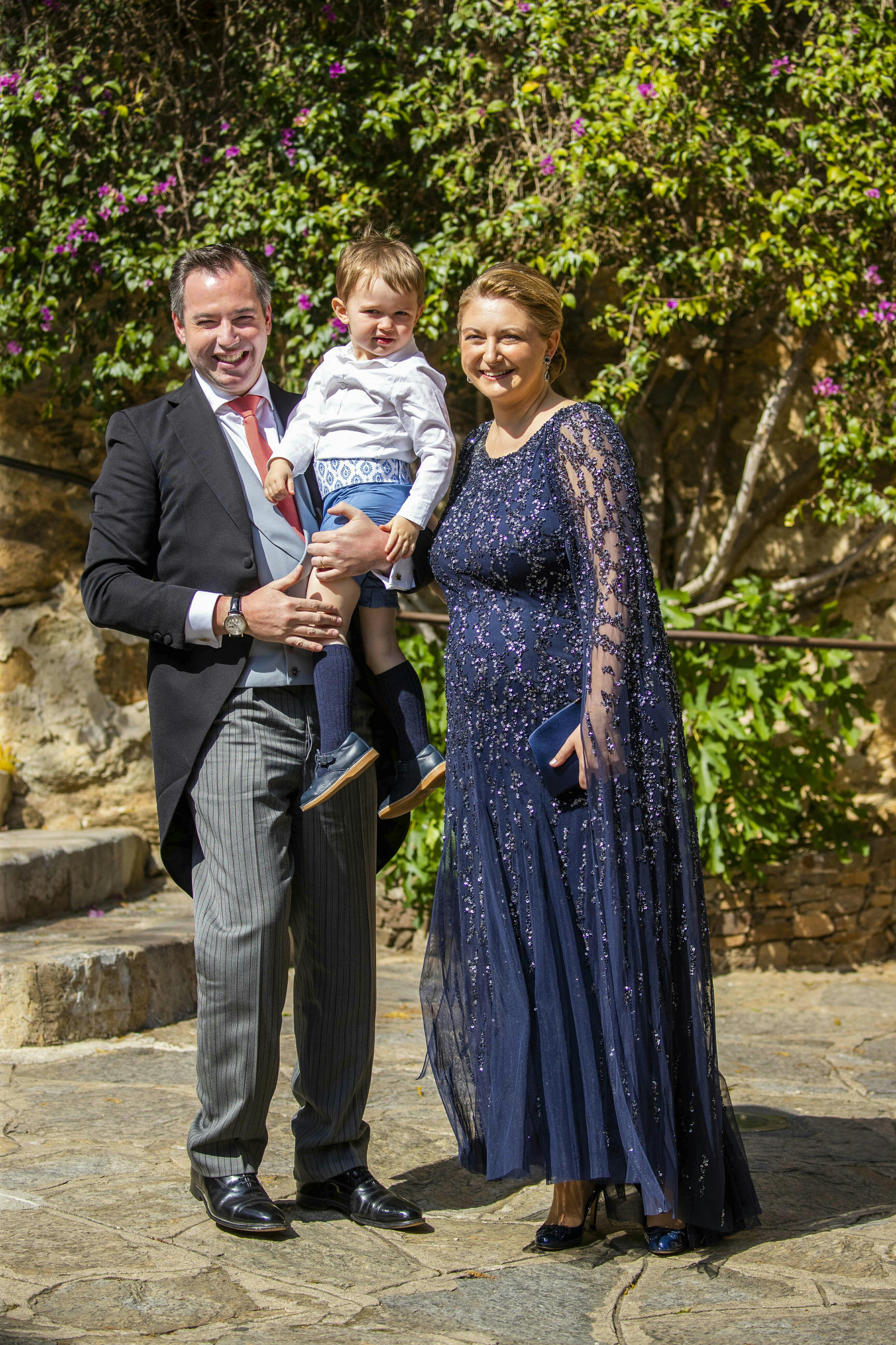 Arvestorhertugparret Guillame og Stéphanie til bryllup med sønnen prins Charles. 
