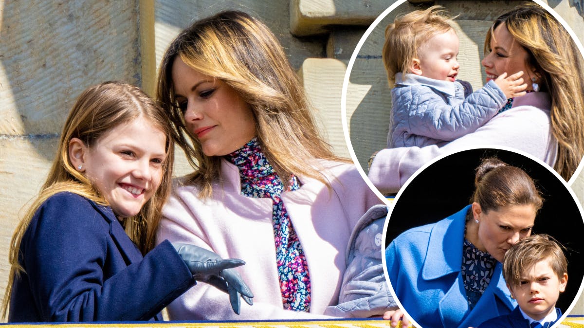 Børnene fik kys og kram af prinsesse Sofia og kronprinsesse Victoria, da de fejrede kongens fødselsdag. 