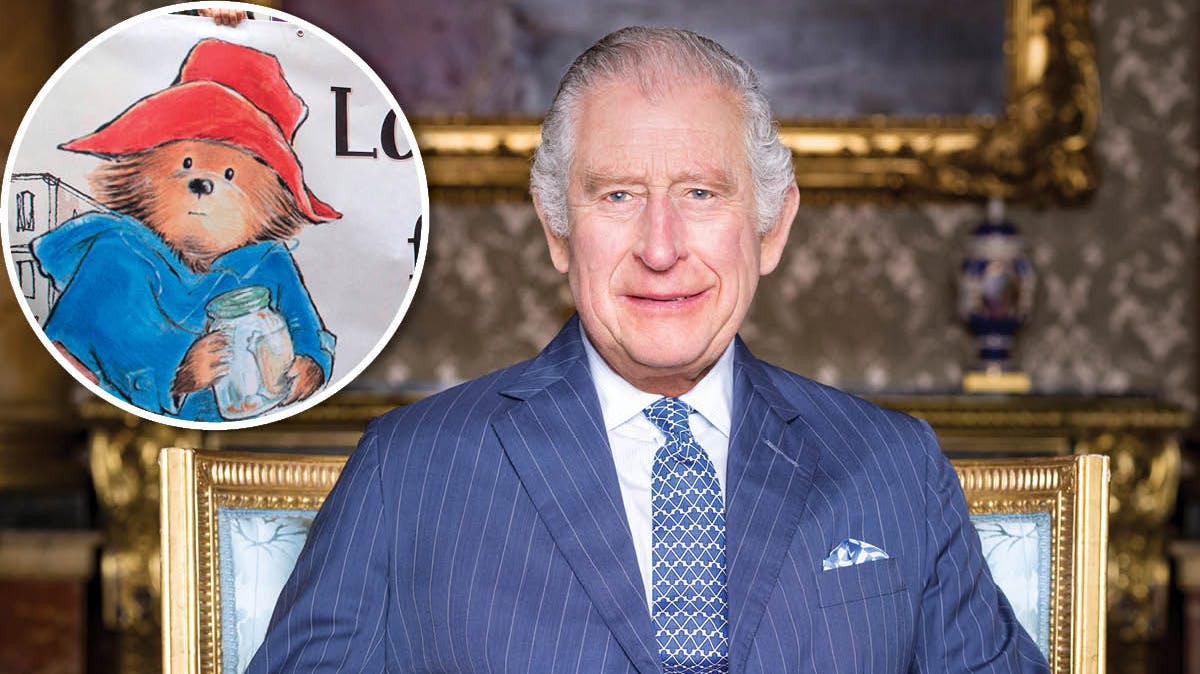 Kong Charles og Paddington Bjørn.