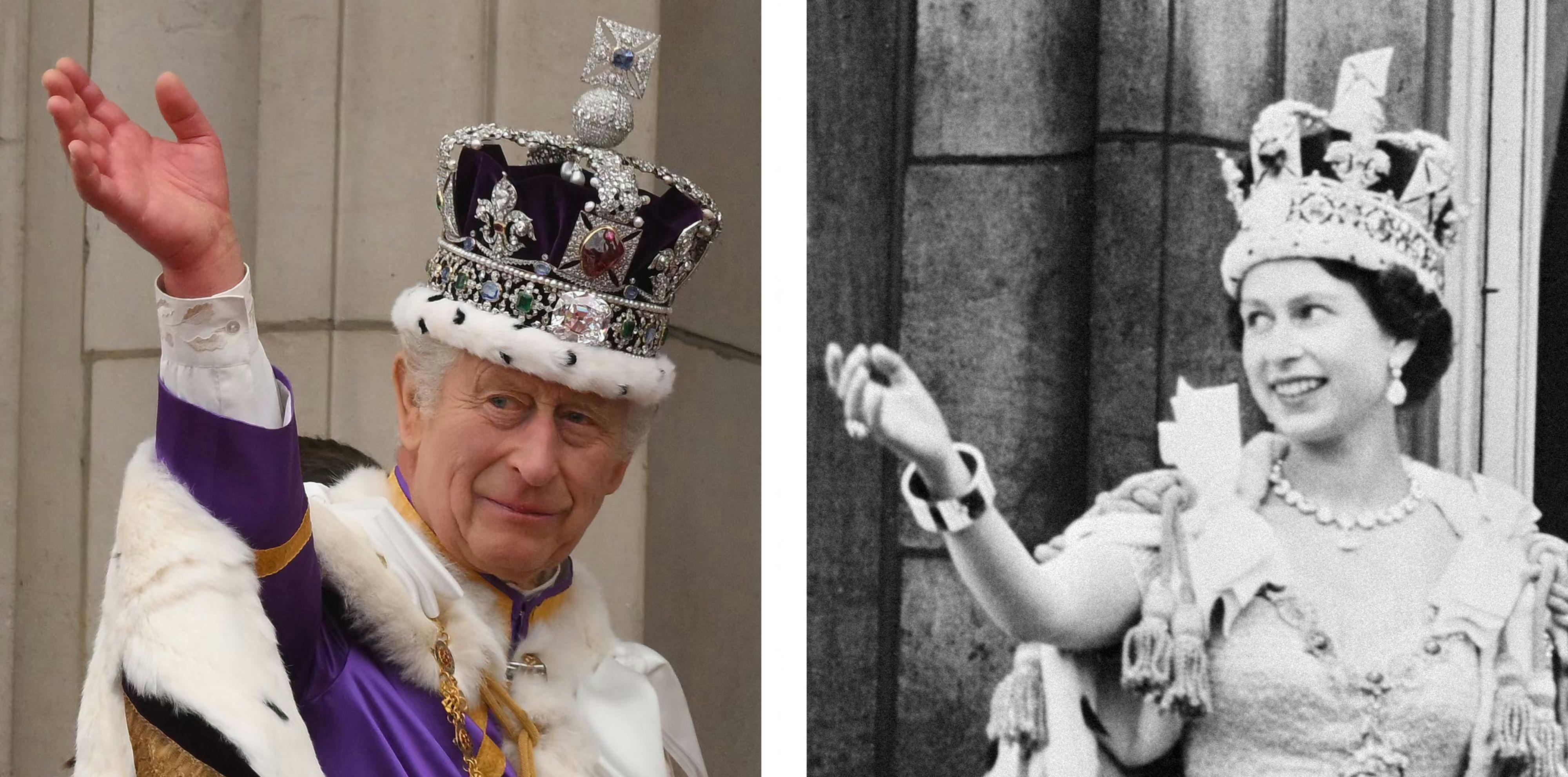 Kong Charles og dronning Camilla blev kronet d. 6. maj 2023. Dronning Elizabeth blev kronet 2. juni 1953.
