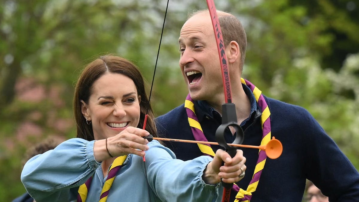 Prinsesse Kate og prins William på slap line. 