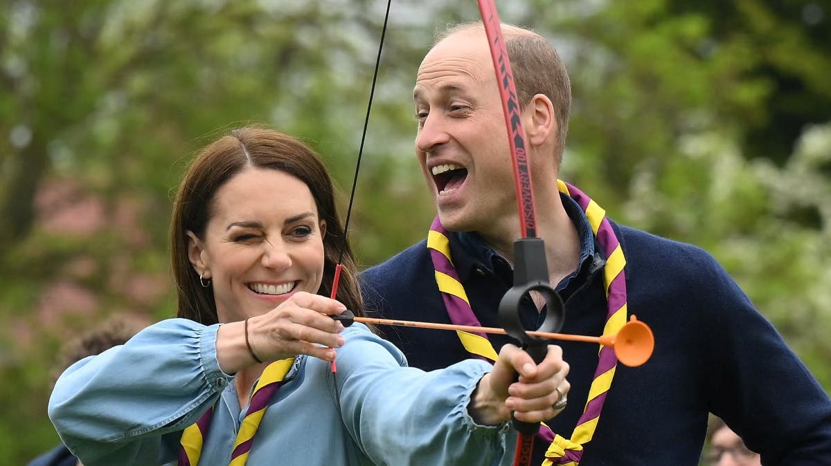 Prinsesse Kate og prins William på slap line.&nbsp;
