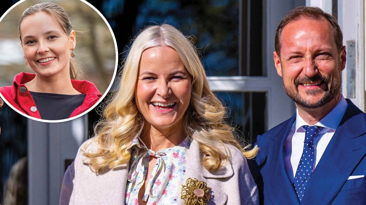 Kronprinsesse Mette-Marit og kronprins Haakon. Indsat: Prinsesse Ingrid Alexandra.