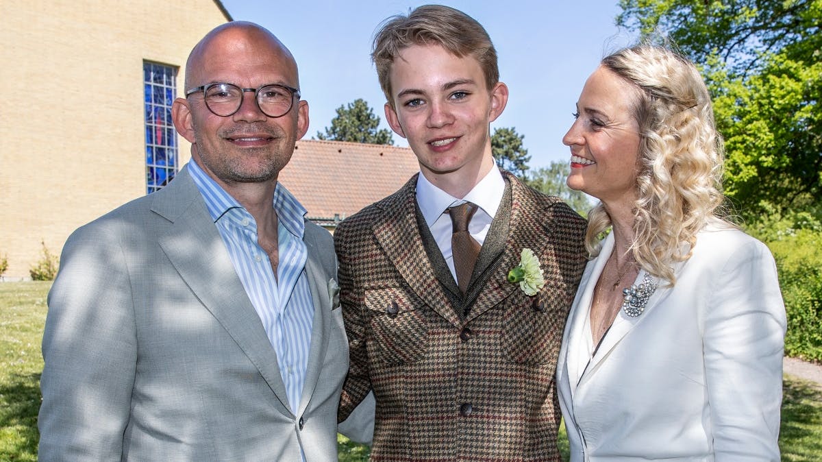 Jesper Vollmer med konfirmanden, Storm, og hustruen Annette Heick
