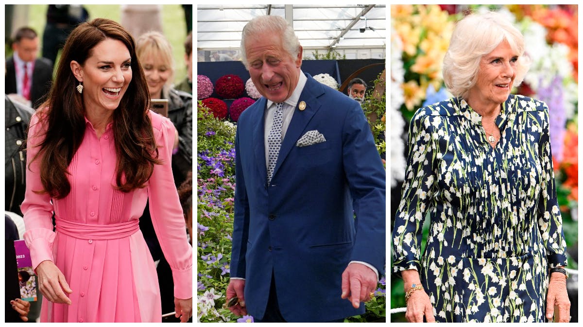 Prinsesse Kate, kong Charles, dronning Camilla.