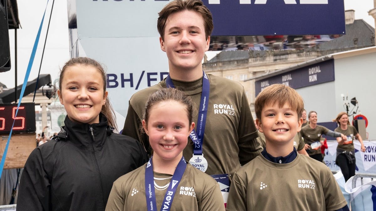 Prinsesse Isabella, prinsesse Josephine, prins Christian og prins Vincent ved Royal Run i 2022. 