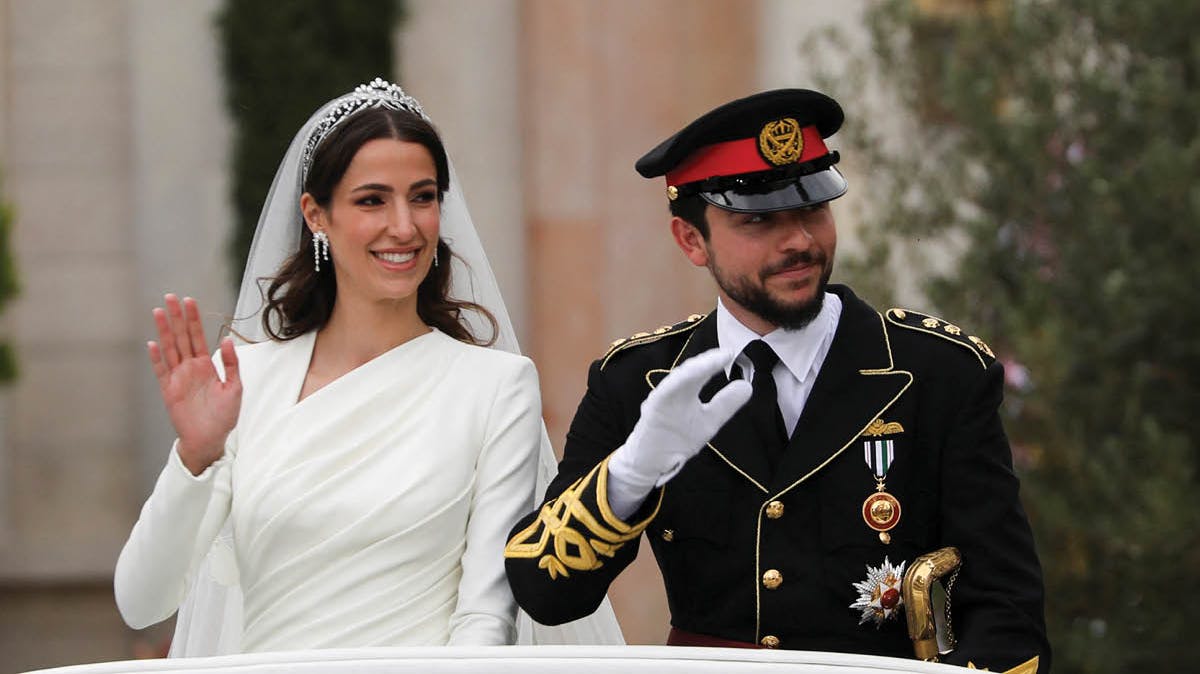 Brudeparret - kronprinsesse Rajwa og kronprins Hussein. 