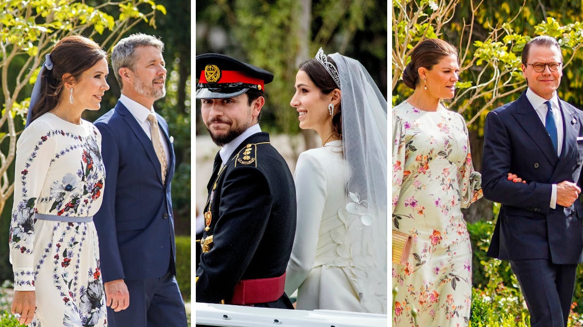 Kongelige gæster til kronprins Husseins og Rajwas vielse i Jordan. 